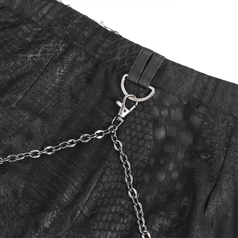 Punk-Jacquard-Leggings mit Kettenring-Seiten für Damen