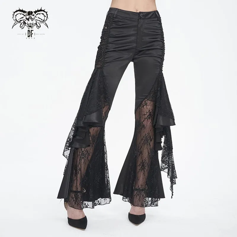 Damen-Gothic-Spitzen-Blumen-Schlaghose
