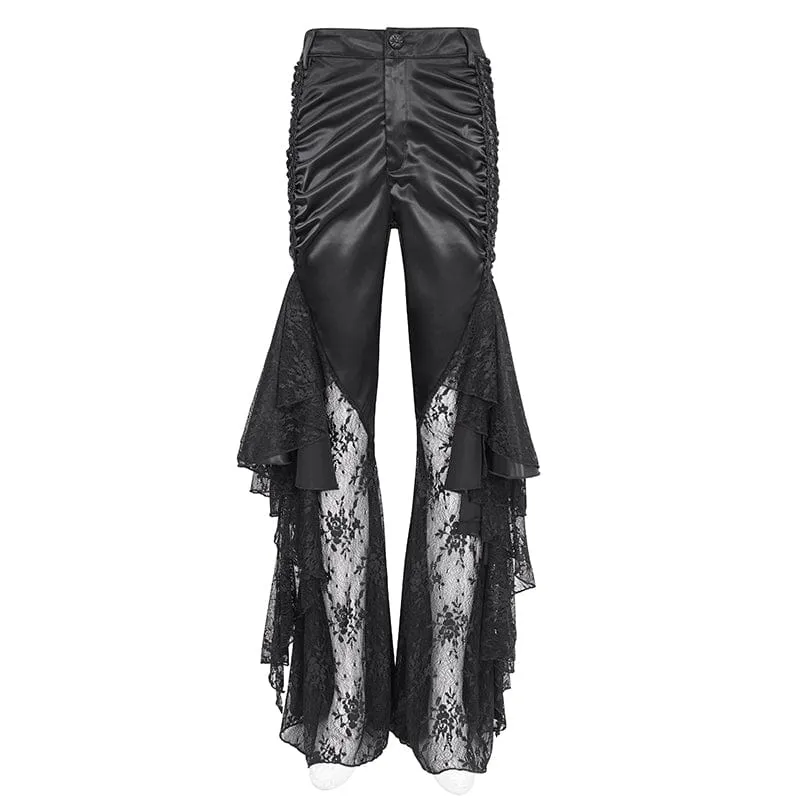 Damen-Gothic-Spitzen-Blumen-Schlaghose