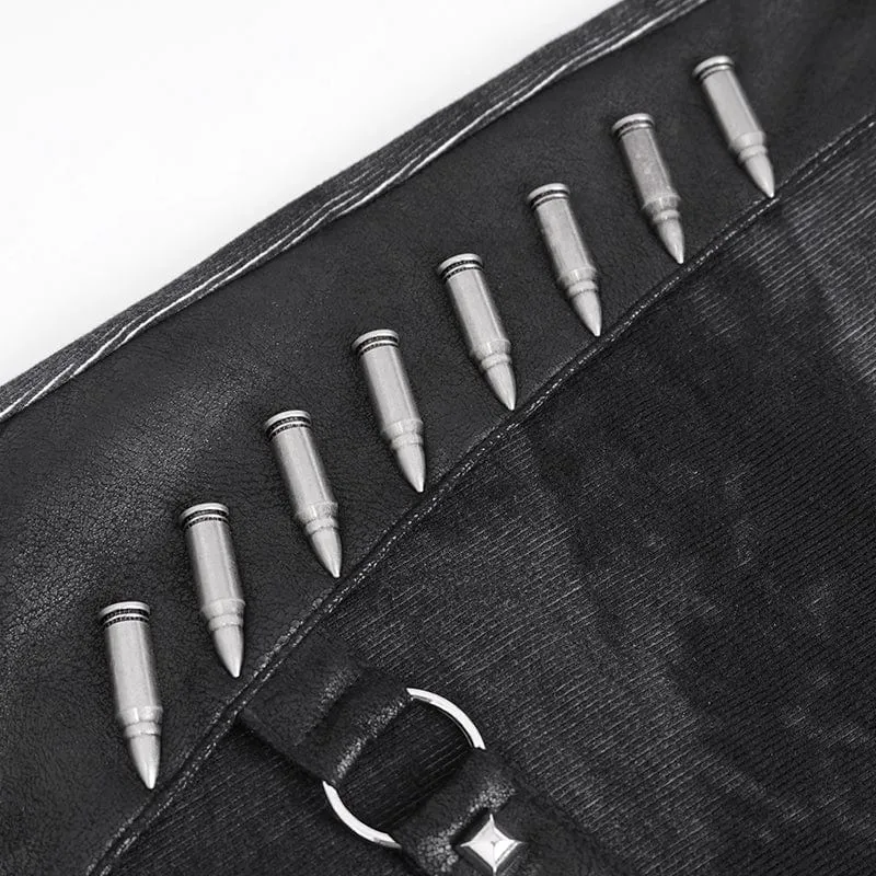 Punk-Schnürleggings mit Batik-Schnalle für Damen in Schwarz