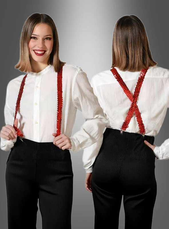 Rote Pailletten Hosenträger unisex