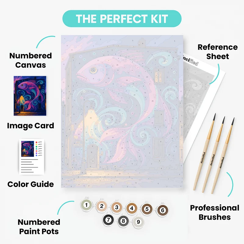 Midnight Fish Mural - Paint by Numbers Kit
