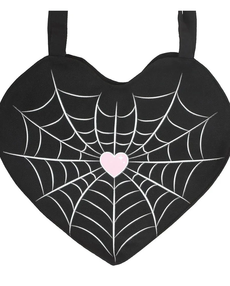 Spiderweb Heart Tragetasche in Herzform