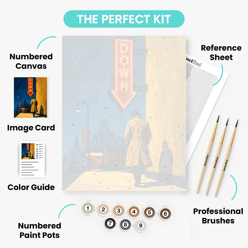 Noir Neon Down - Paint by Numbers Kit