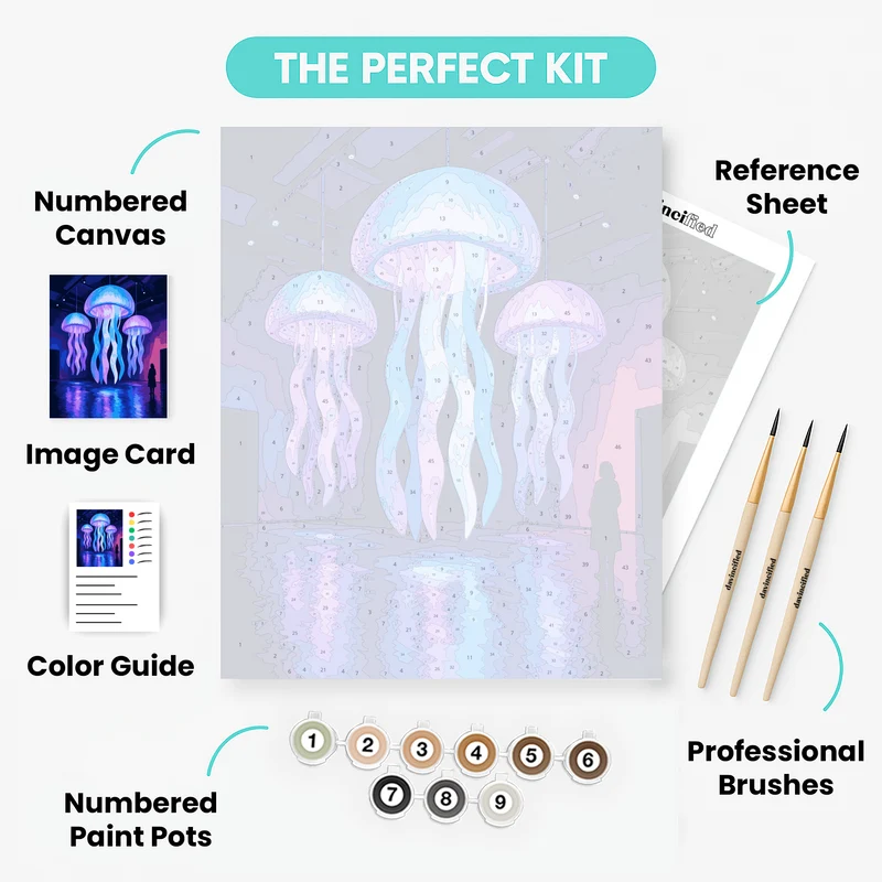 Glowing Jellyfish Gallery - Paint by Numbers Kit