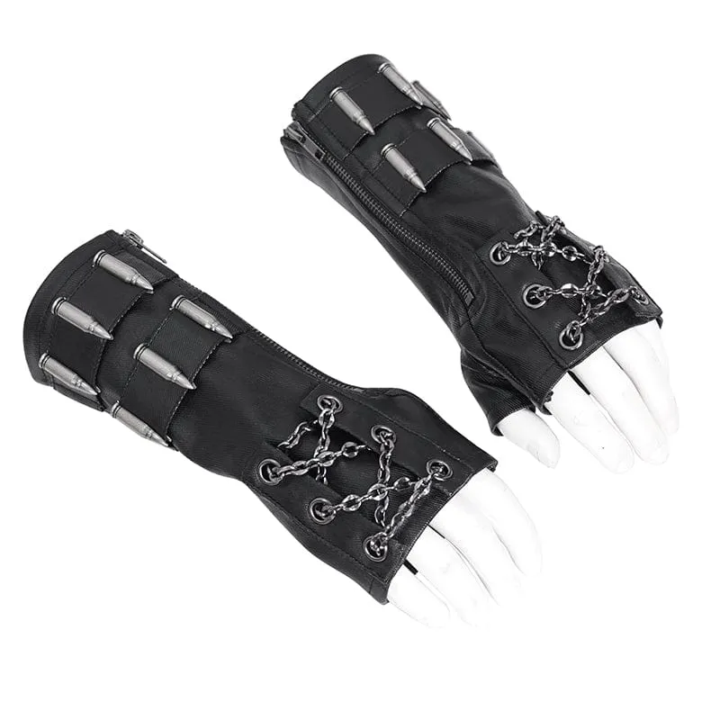 Fingerlose Gothic-Handschuhe mit Bullet-Reißverschluss für Herren