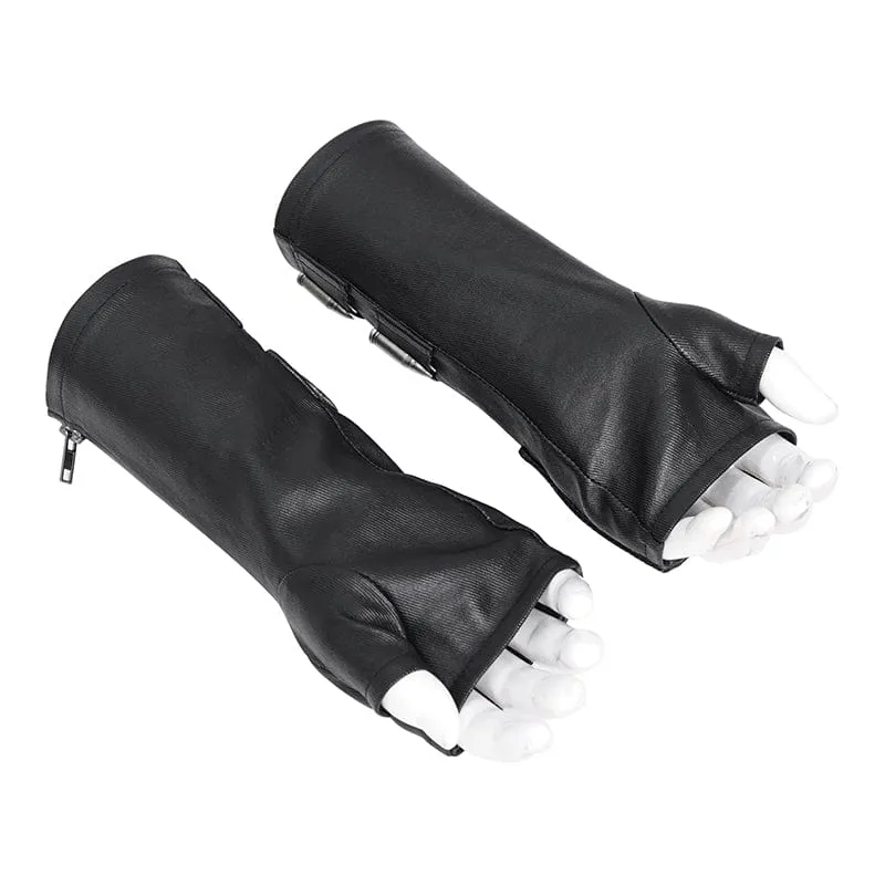 Fingerlose Gothic-Handschuhe mit Bullet-Reißverschluss für Herren