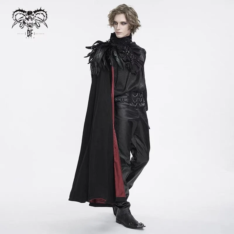 Herren Gothic Stehkragen-Federumhang