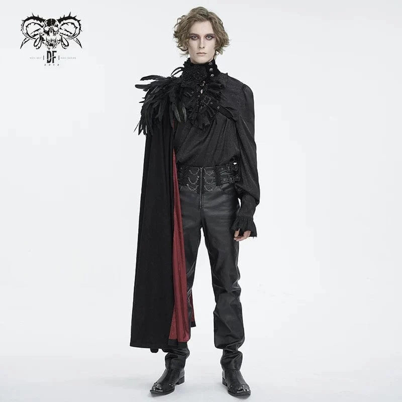 Herren Gothic Stehkragen-Federumhang