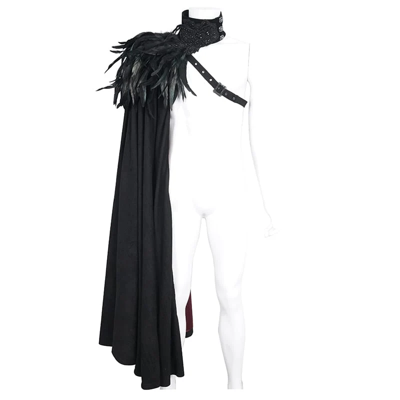 Herren Gothic Stehkragen-Federumhang