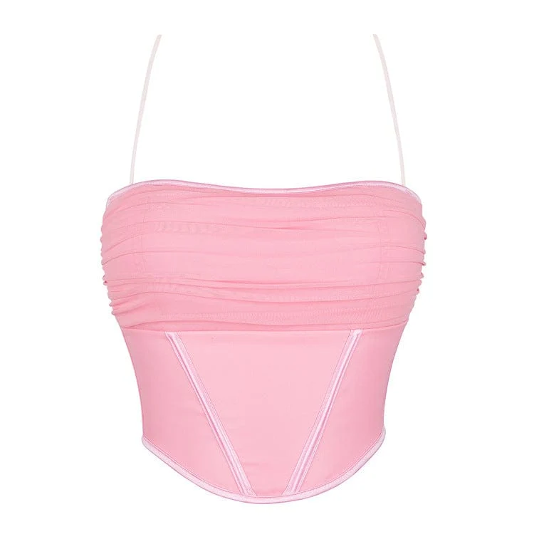 Damen-Vollbrustkorsett „Lolita“ mit gerüschtem Mesh-Splice-Design