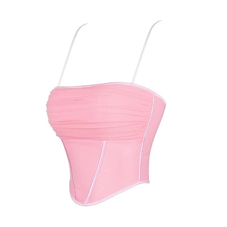 Damen-Vollbrustkorsett „Lolita“ mit gerüschtem Mesh-Splice-Design