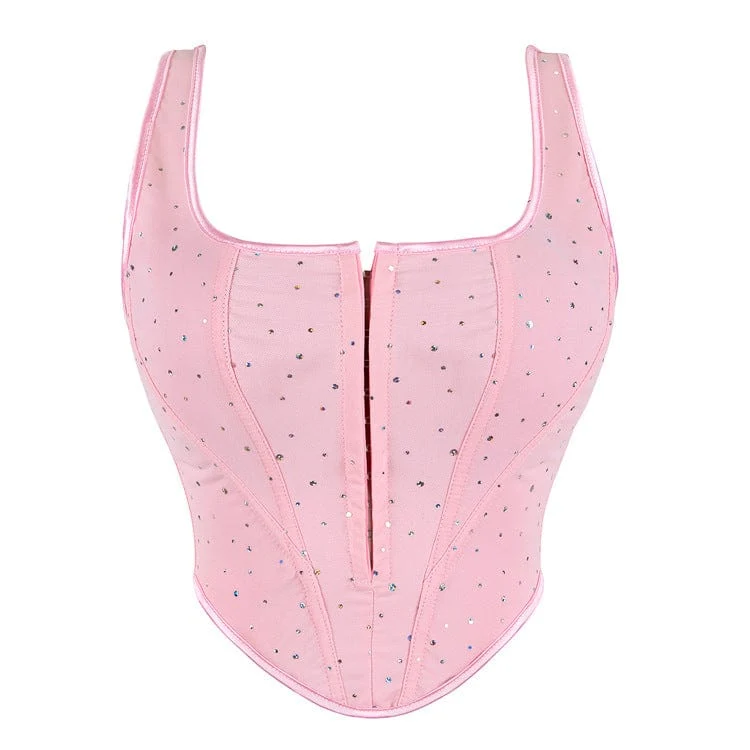 Damen-Vollbrustkorsett „Lolita Diamante Mesh“.