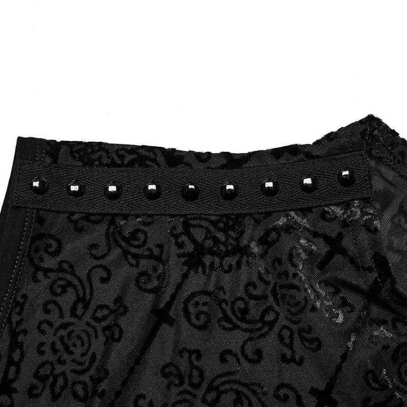 Gothic-Tanktop mit Kreuzbeflockung und Perlenbesatz für Herren