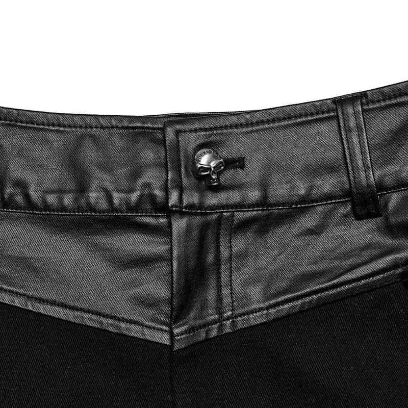 Herren-Punk-Hosen aus Kunstleder mit Splice-Reißverschluss