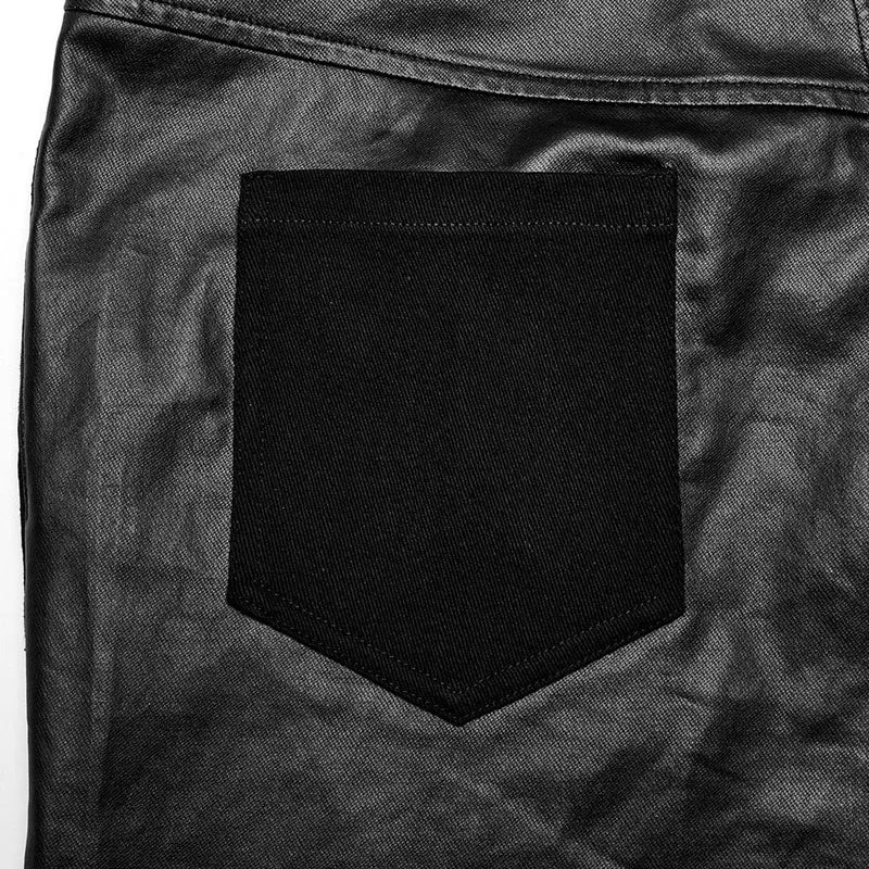Herren-Punk-Hosen aus Kunstleder mit Splice-Reißverschluss