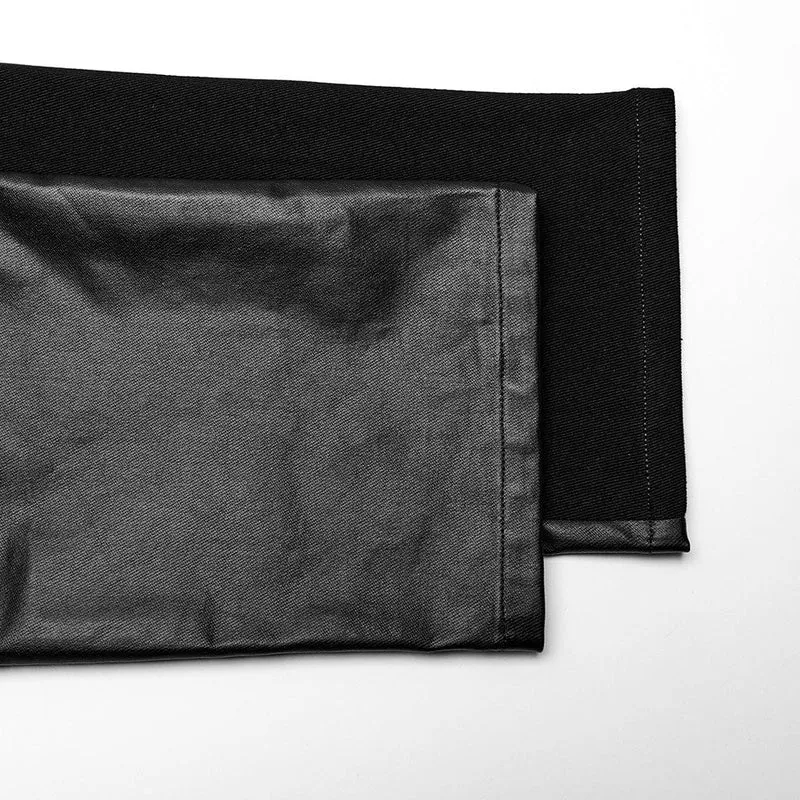 Herren-Punk-Hosen aus Kunstleder mit Splice-Reißverschluss