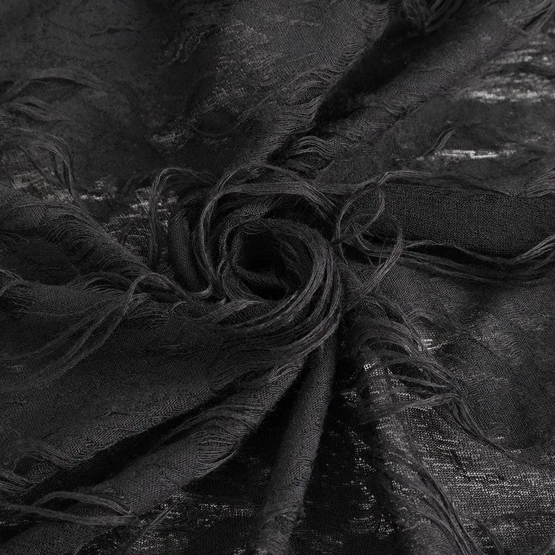 Damen-Gothic-Spitzenkleid mit gerissenem Saum und Armärmeln