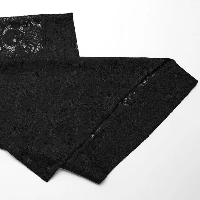 Unregelmäßiges, langärmliges Kleid mit Punk-Spitze und Schnalle für Damen