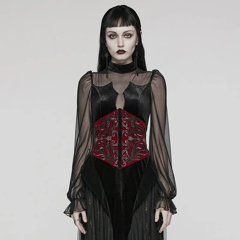Damen Gothic Unterbrustkorsett Schwarz-Rot