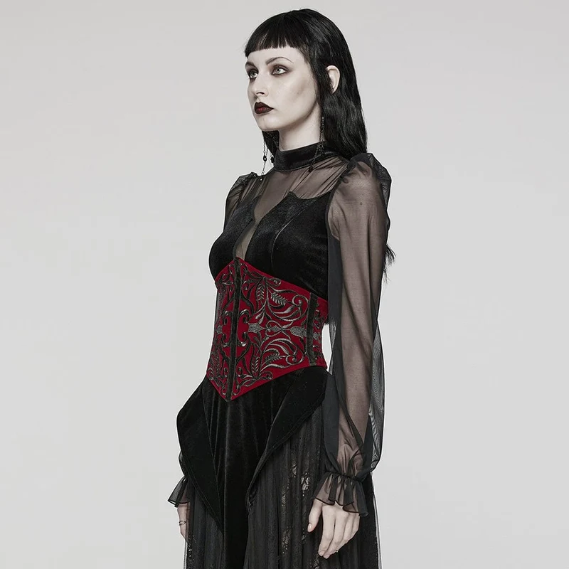Damen Gothic Unterbrustkorsett Schwarz-Rot