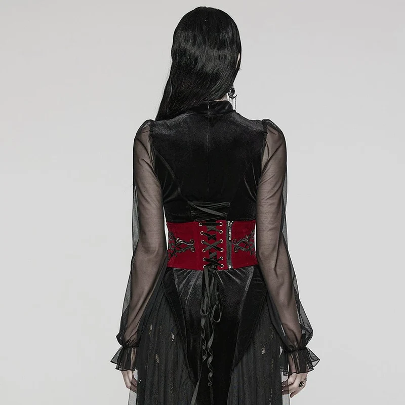 Damen Gothic Unterbrustkorsett Schwarz-Rot
