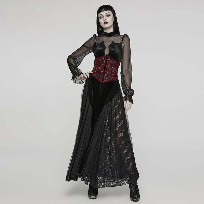 Damen Gothic Unterbrustkorsett Schwarz-Rot