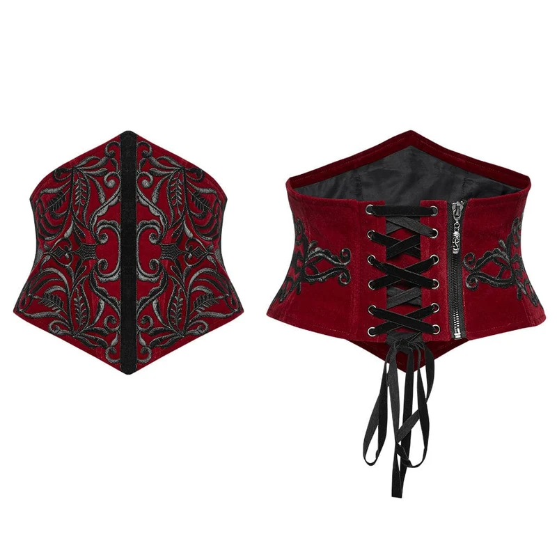 Damen Gothic Unterbrustkorsett Schwarz-Rot