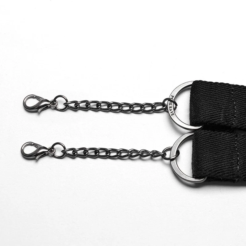 Damen-Halsband mit Punk-Schädel und Nieten und doppeltem Riemen