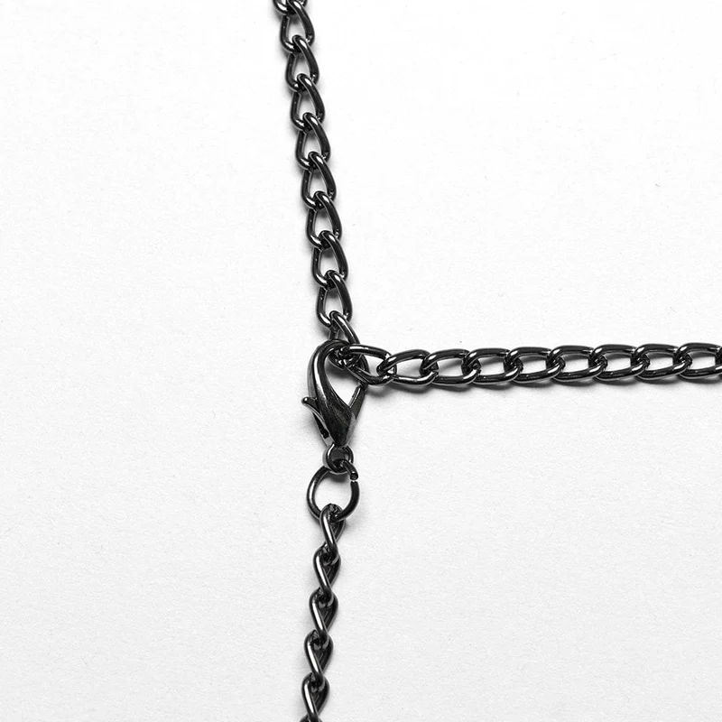 Damen-Halsband mit Punk-Schädel und Nieten und doppeltem Riemen