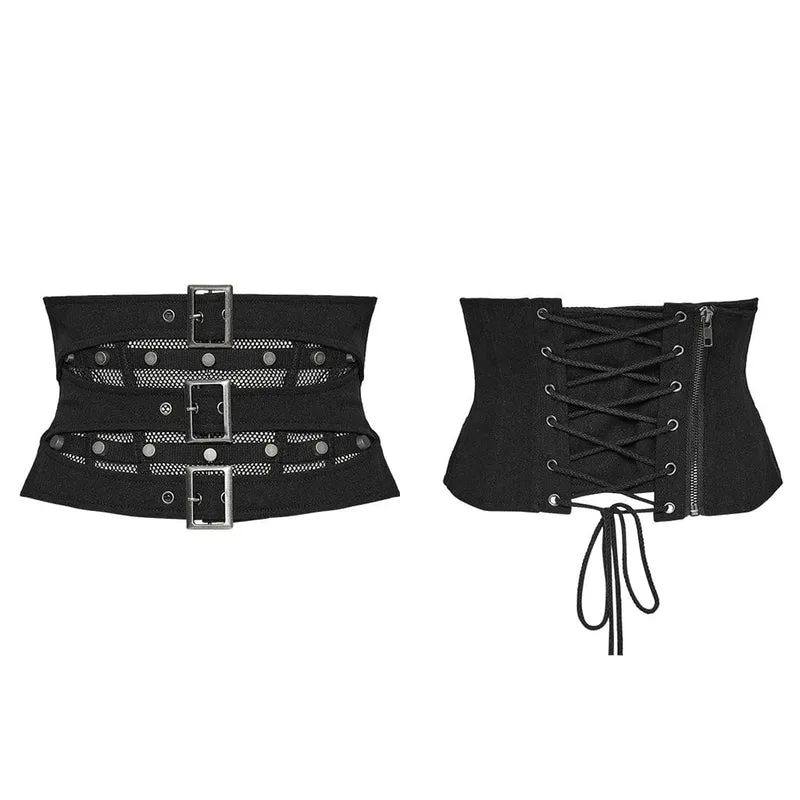Punk-Schnallen-Mesh-Unterbrustkorsetts für Damen
