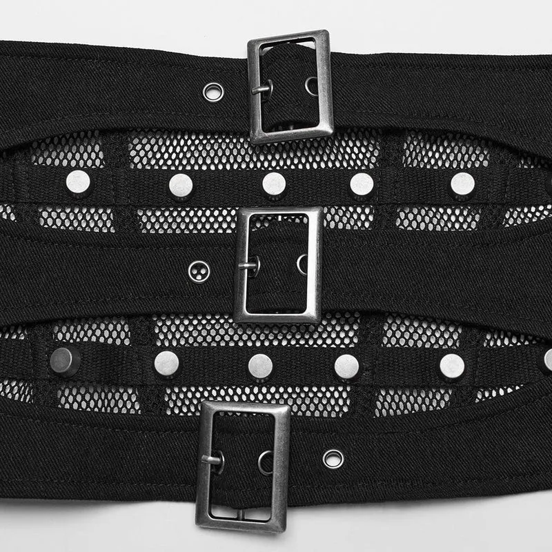 Punk-Schnallen-Mesh-Unterbrustkorsetts für Damen