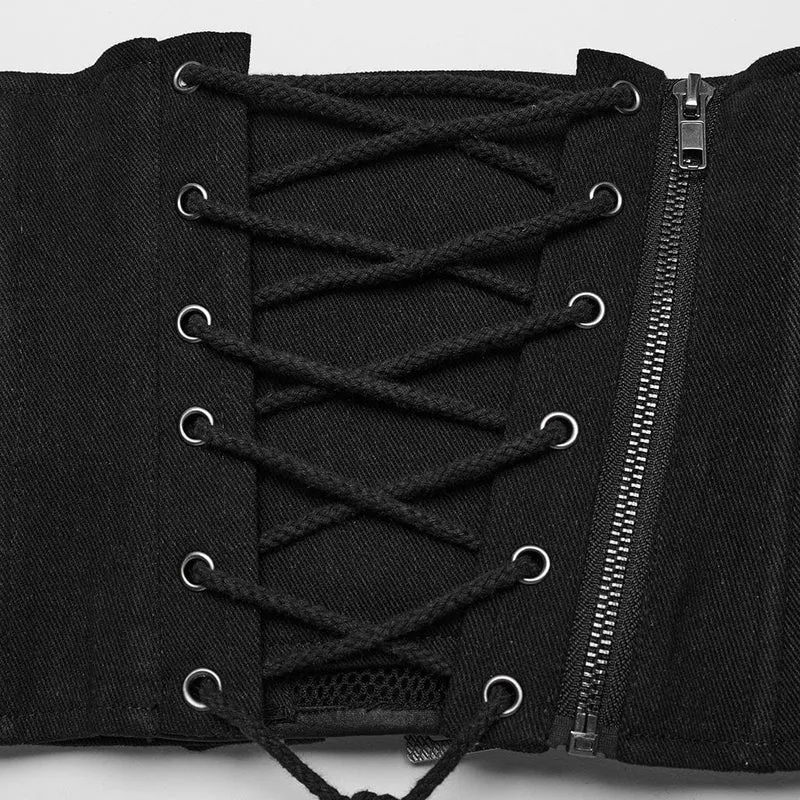 Punk-Schnallen-Mesh-Unterbrustkorsetts für Damen