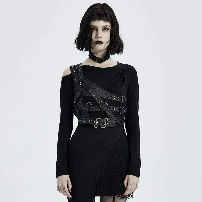 Punk Cutout Schnallen Harness für Damen mit Tasche