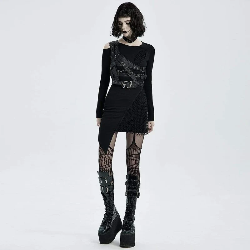 Punk Cutout Schnallen Harness für Damen mit Tasche