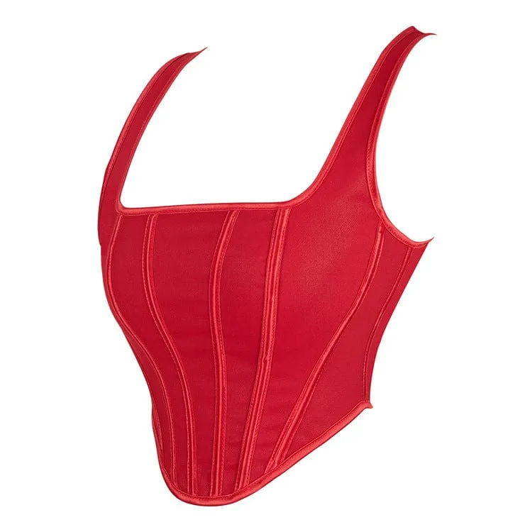 Rotes Gothic-Vollbrustkorsett mit Schnürung für Damen in Mattoptik