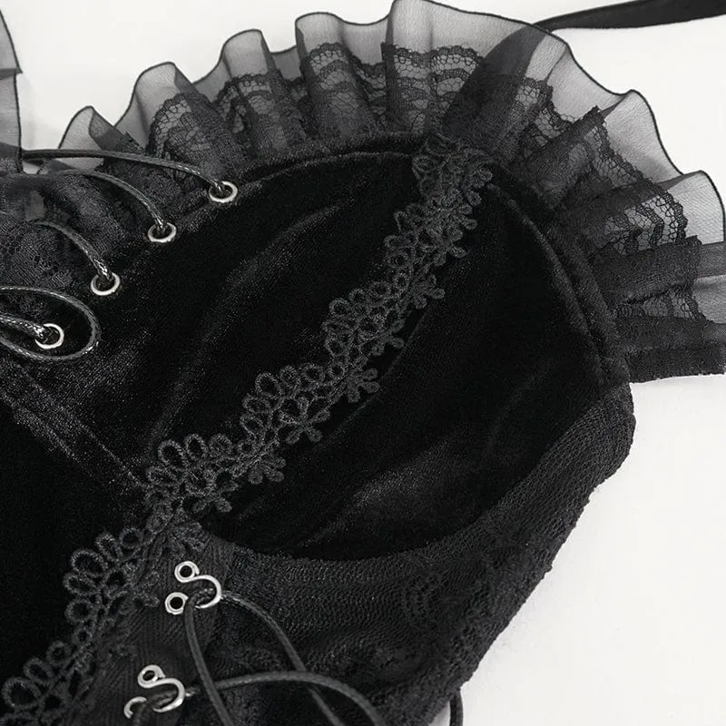 Gothic-Body mit Neckholder und Rüschen für Damen