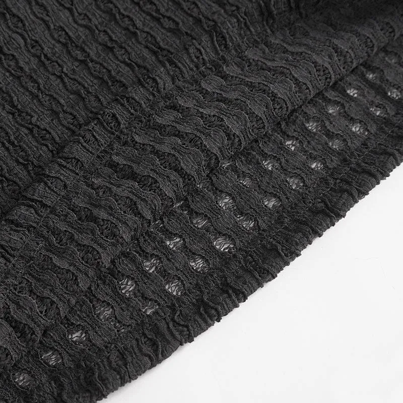 Kurzärmeliges Mesh-Oberteil mit Punk-Mesh-Ringen für Damen