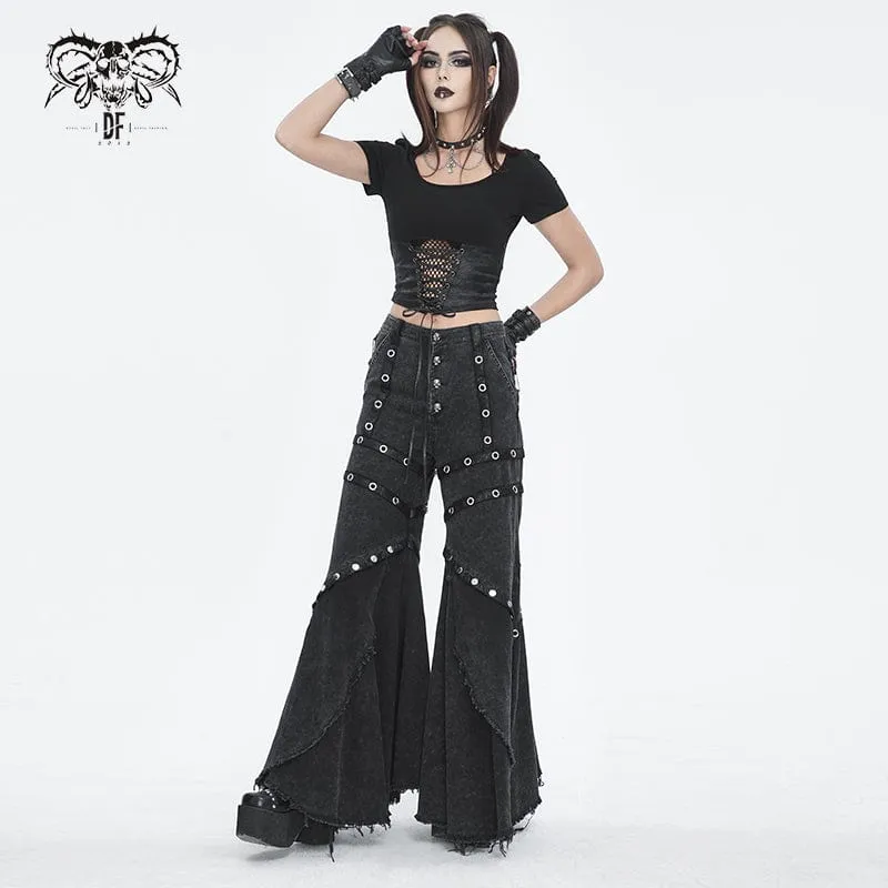 Kurzärmliges Crop-Top aus Netzstoff mit Punk-Ausschnitt für Damen