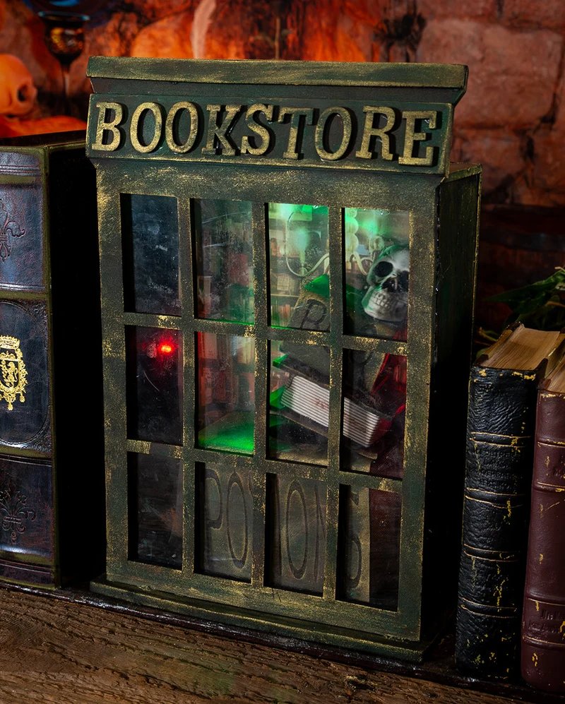 Spooky Bookstore Halloween Animatronic mit Licht & Sound 35cm