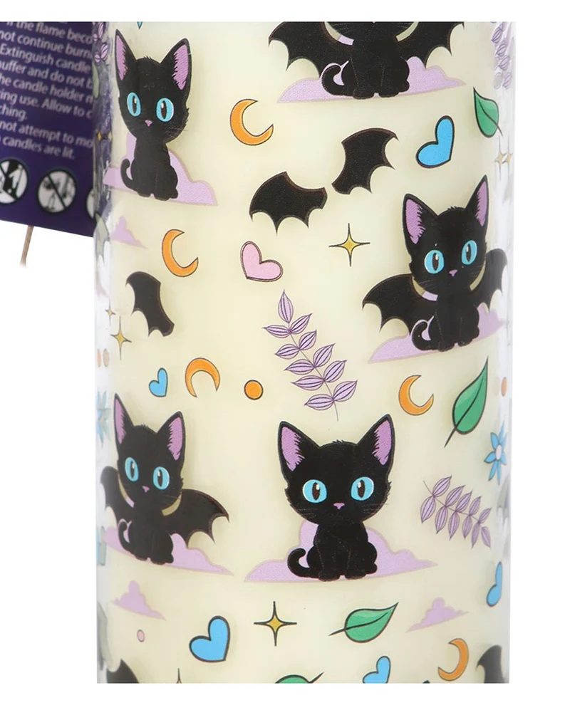 Cute & Creepy Lavenderkerze mit Katzenmotiv 20cm