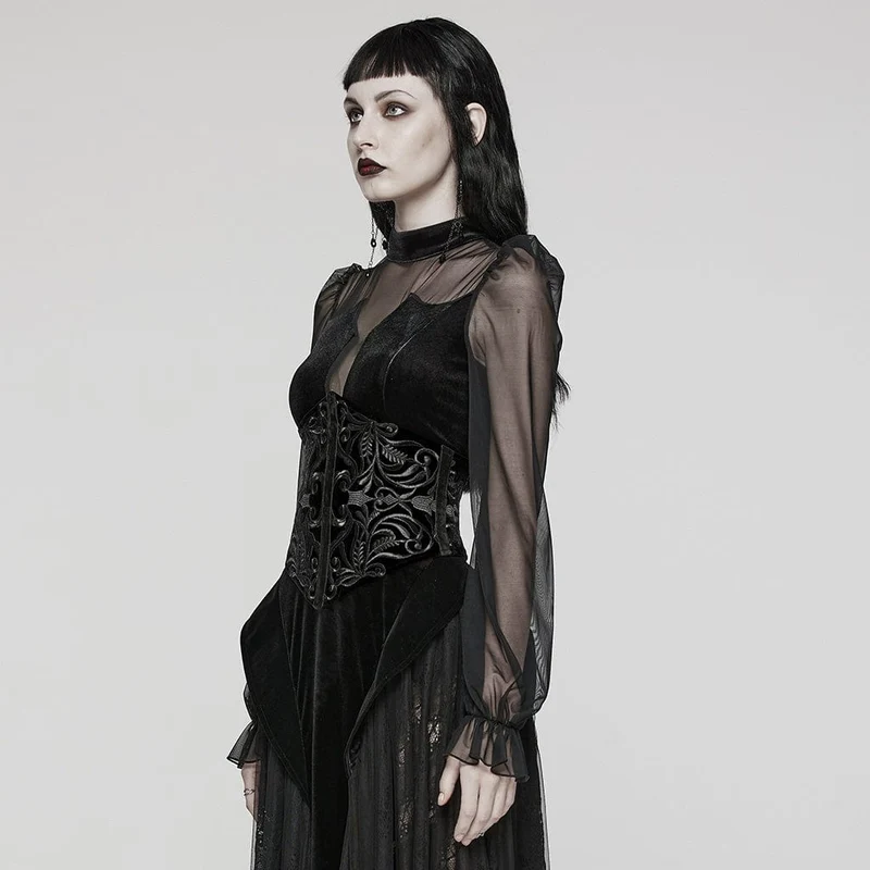 Damen Gothic Lace-Up Zip Totem Unterbrustkorsett Schwarz