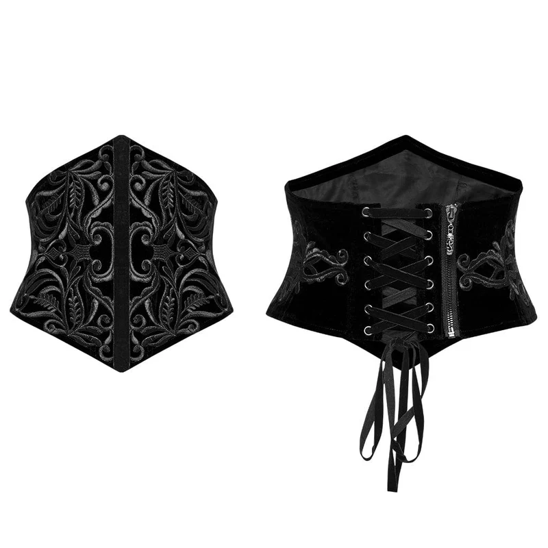 Damen Gothic Lace-Up Zip Totem Unterbrustkorsett Schwarz