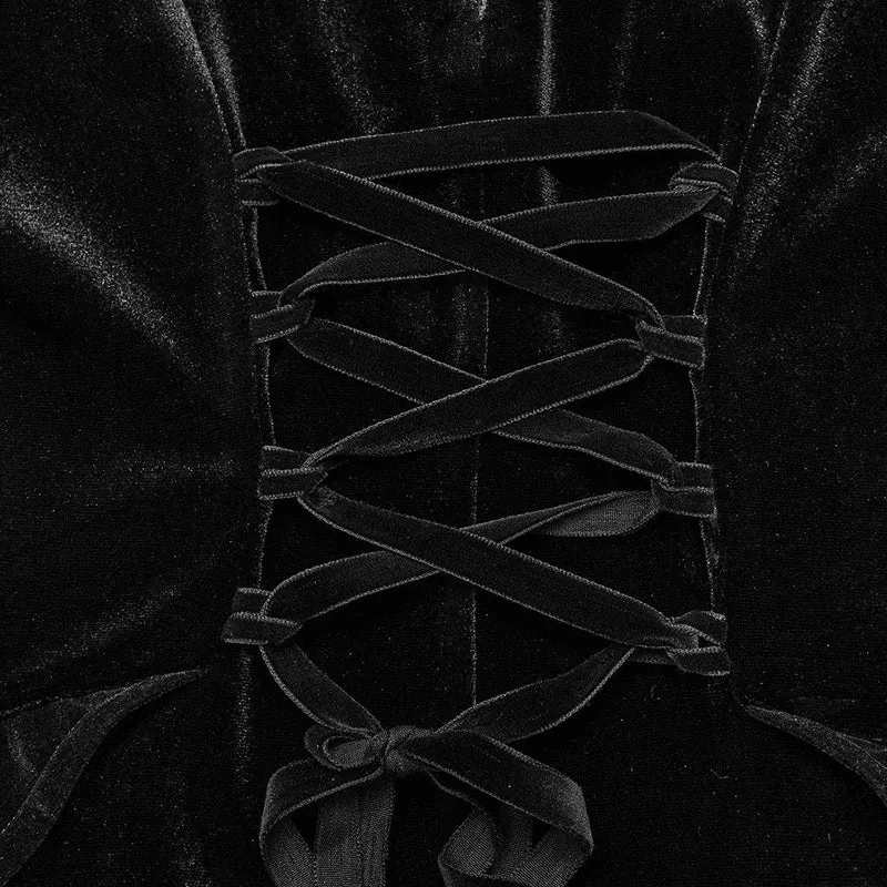 Damen-Maxikleid mit Gothic-Spitze und Rüschen zum Schnüren