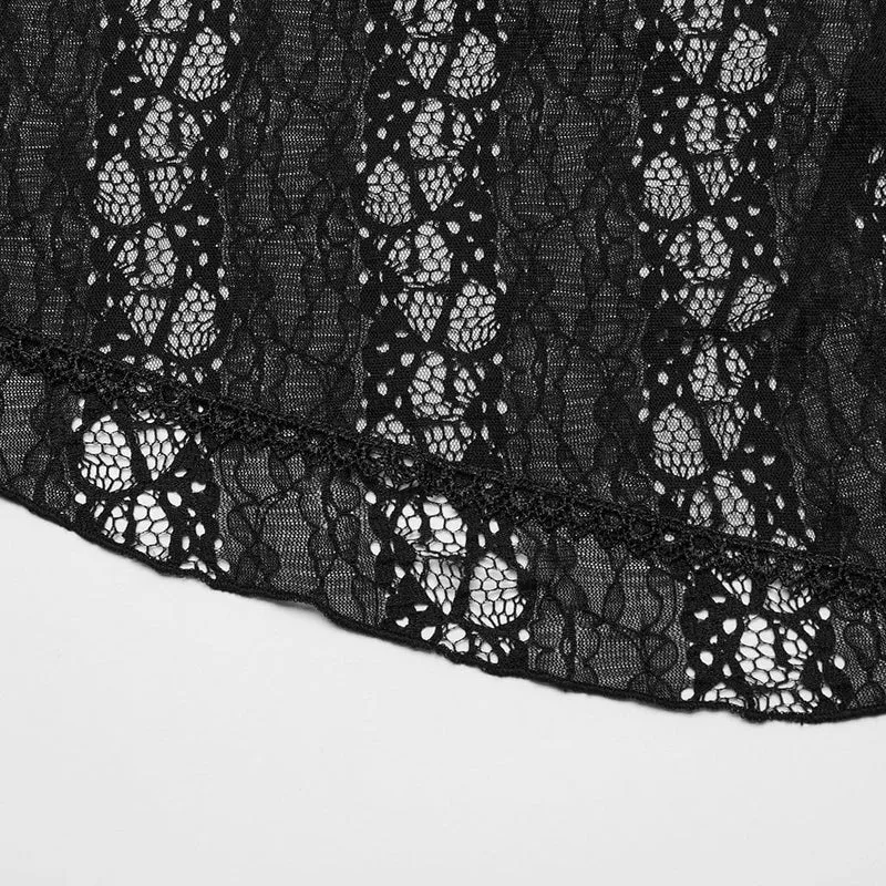 Damen-Maxikleid mit Gothic-Spitze und Rüschen zum Schnüren