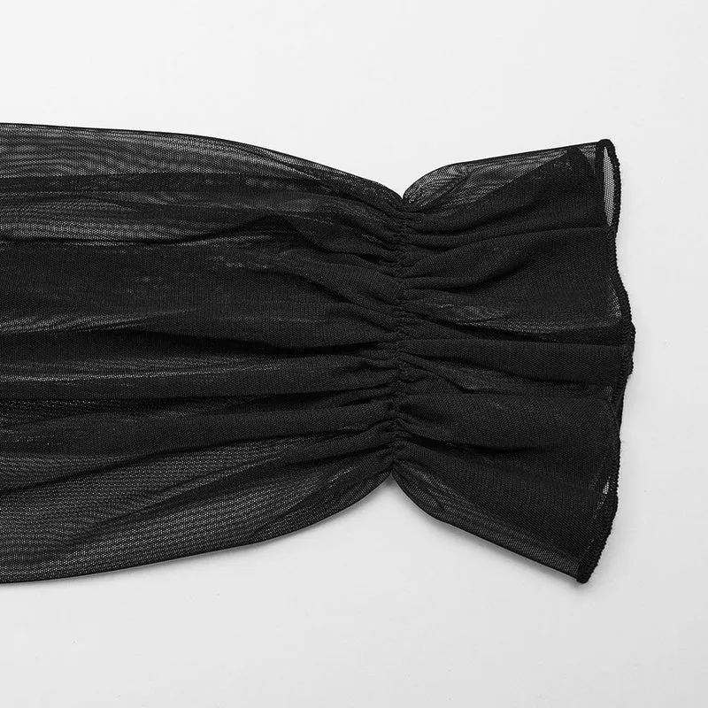 Damen-Maxikleid mit Gothic-Spitze und Rüschen zum Schnüren