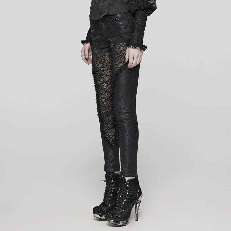 Damen-Gothic-Spitzenschnür-Leggings