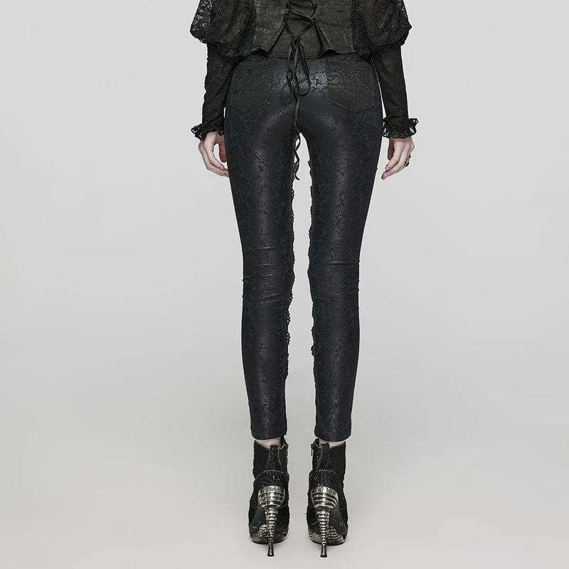 Damen-Gothic-Spitzenschnür-Leggings