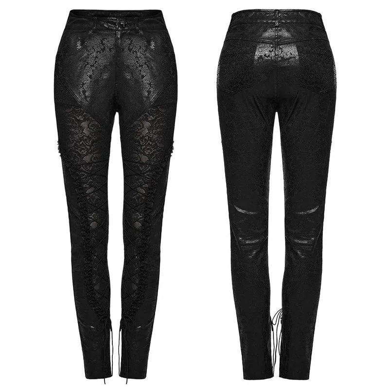Damen-Gothic-Spitzenschnür-Leggings