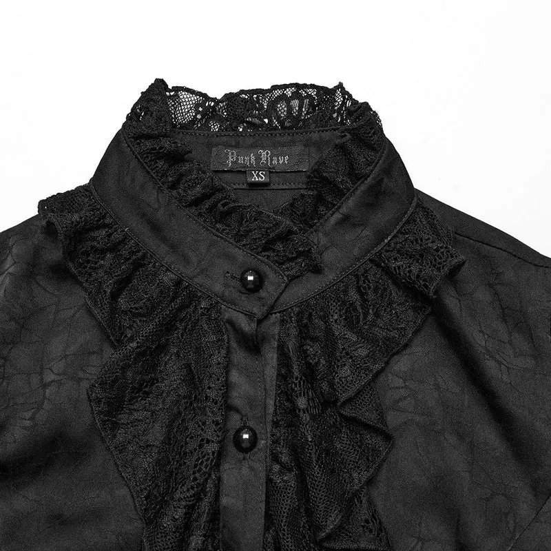 Langärmliges Gothic-Hemd mit Rüschen und Spitze für Damen